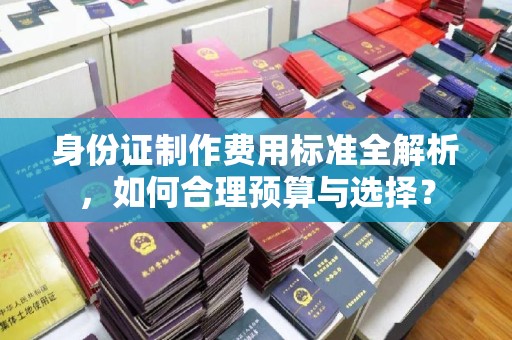 孟州身份证制作费用标准全解析，如何合理预算与选择？